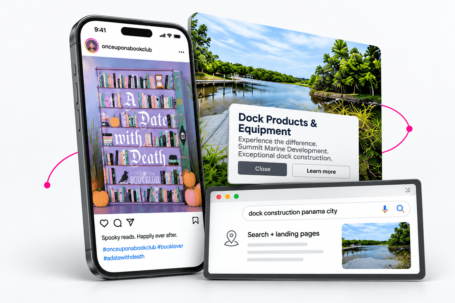 Book Club creative, Summit Marine advertising and search in a campaign composition.
