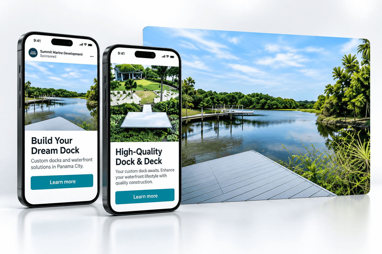 Summit Marine Development campaign creative on phones and desktop