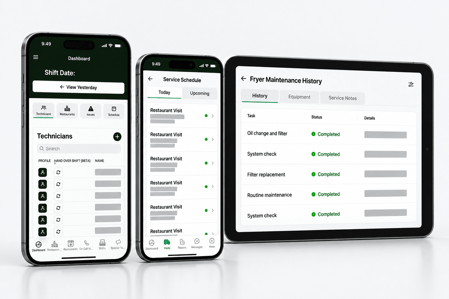 U.S. Oil standalone operations application in phone and tablet mockups; identifying details removed