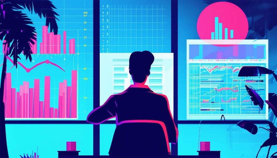 person tracking their website analytics in front of charts miami style